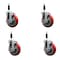 Service Caster 5'' Red Poly Swivel 7/8'' Expanding Stem Caster Set with Brake, 4PK SCC-EX20S514-PPUB-RED-TLB-78-4 - alternate 1